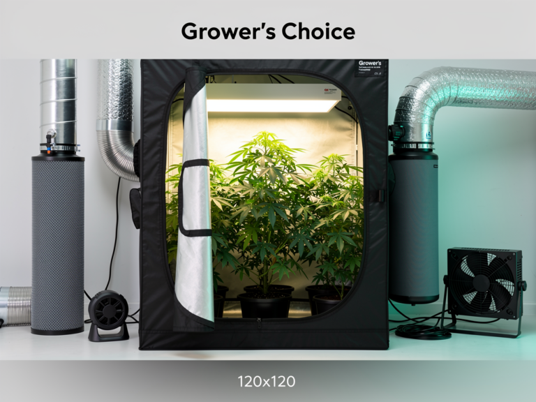 Grower's Choice Grow Tent 120x120 robustes Indoor-Zuchtzelt mit reflektierender Innenbeschichtung