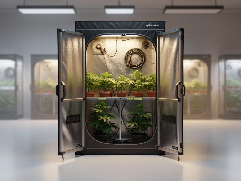 Homebox Ambient Q100 Growbox in stabilem Aufbau mit robuster Konstruktion und Innenbeschichtung
