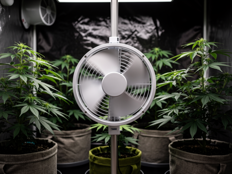 RAM Clip Fan 150mm im Grow-Setup für effiziente und leise Belüftung