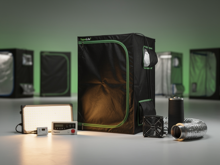 TopoLite Grow Tent 36x36x72 cm mit robustem Stahlrahmen und Mylar-Beschichtung